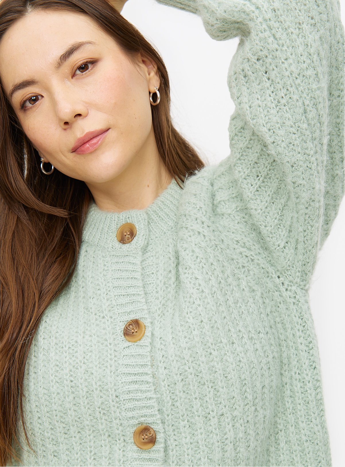 Pale Green Raglan Sleeve Cardigan 22 - Image 3 thumbnail
